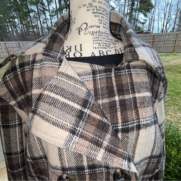 Ashley Stewart Women's Plaid Wool Blend Lined Pea Coat With Belt, Size 2X - Picture 8 of 11